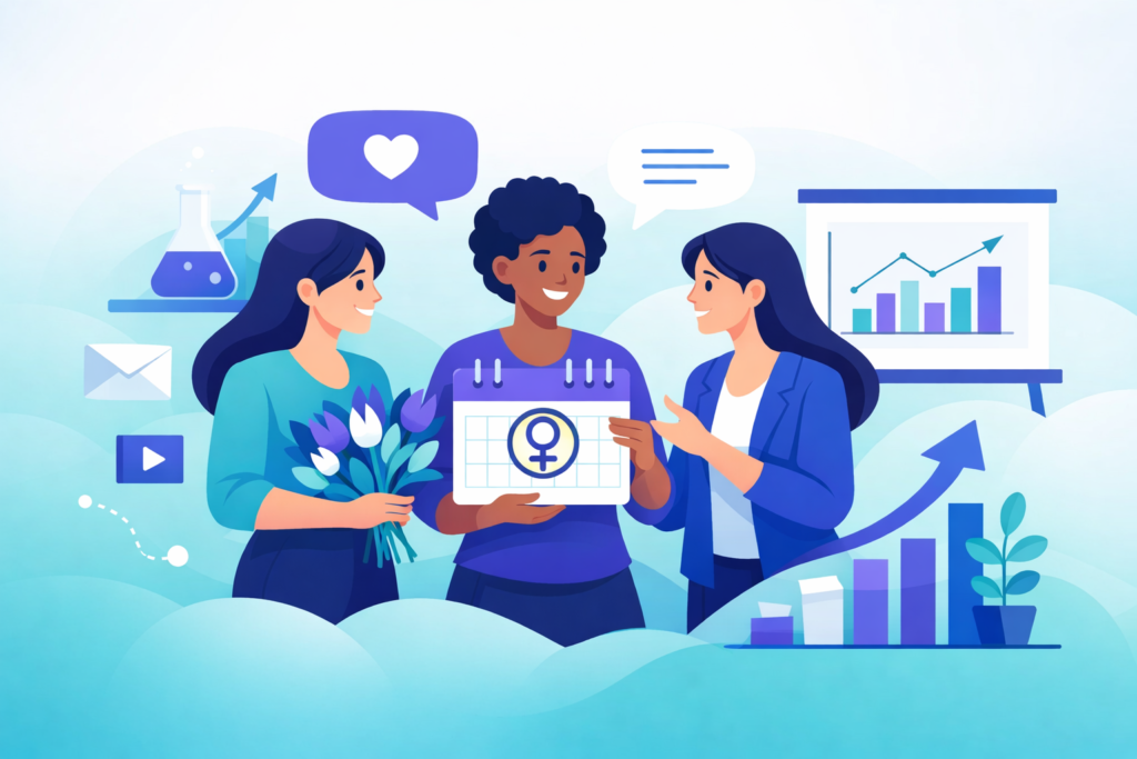 ilustração mostra dia da mulher na empresa impulsionando clima organizacional