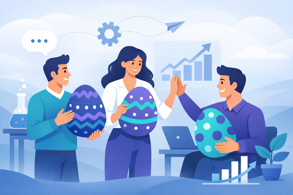 ilustração momento de páscoa na emrpesa
