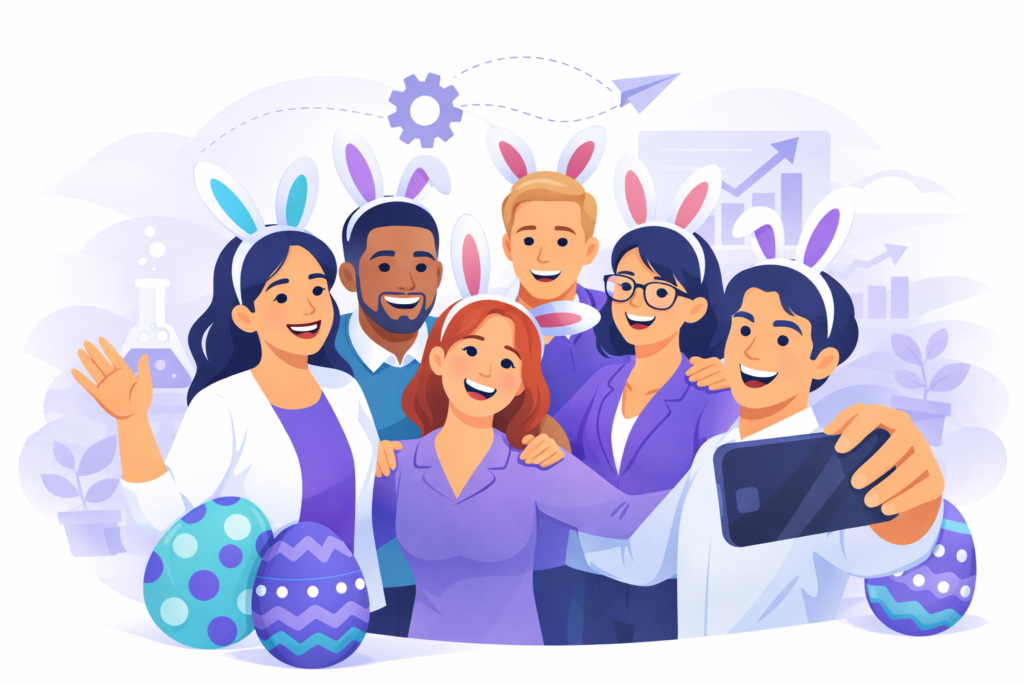 ilsutração ação de páscoa com equipes