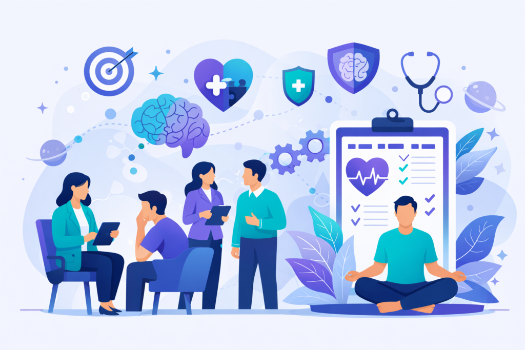 ilustracao representando um ambiente de trabalho com a nr-1 atualizada