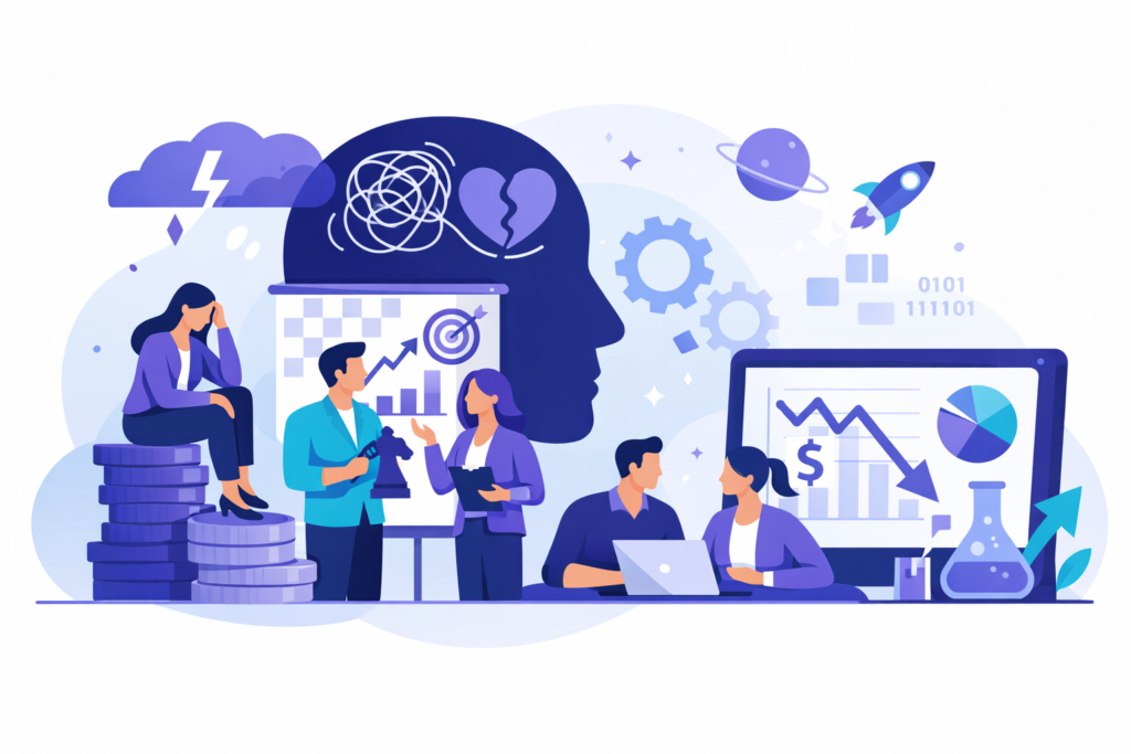 ilustração que mostra o cenario de uma empresa que não mapeia riscos psicossociais