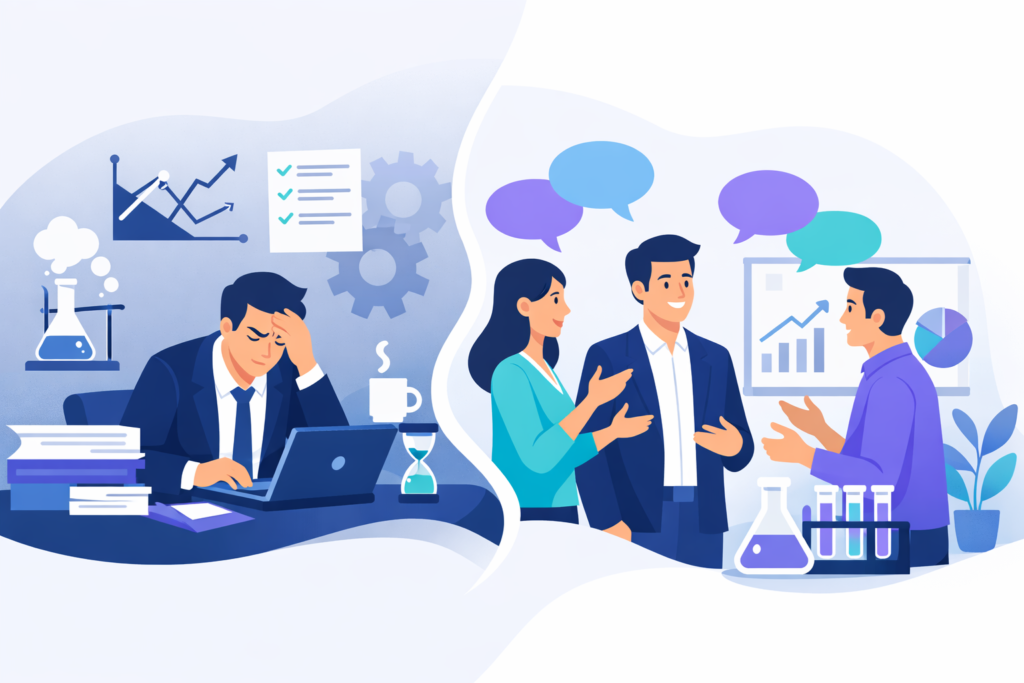 ilustracao que representa o papel da comunicacao interna com a liderança