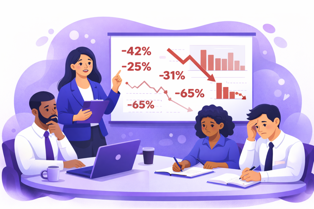 ilustração com pessoas avaliando os custos ocultos do turnover